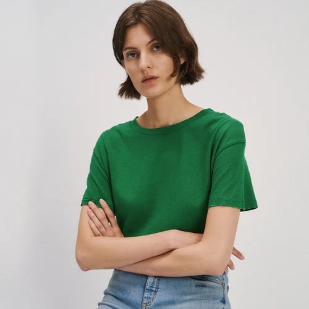 Nili Lotan Green Casual Crewneck Short Sleeve Basic Casual Everyday T-Shirt XS